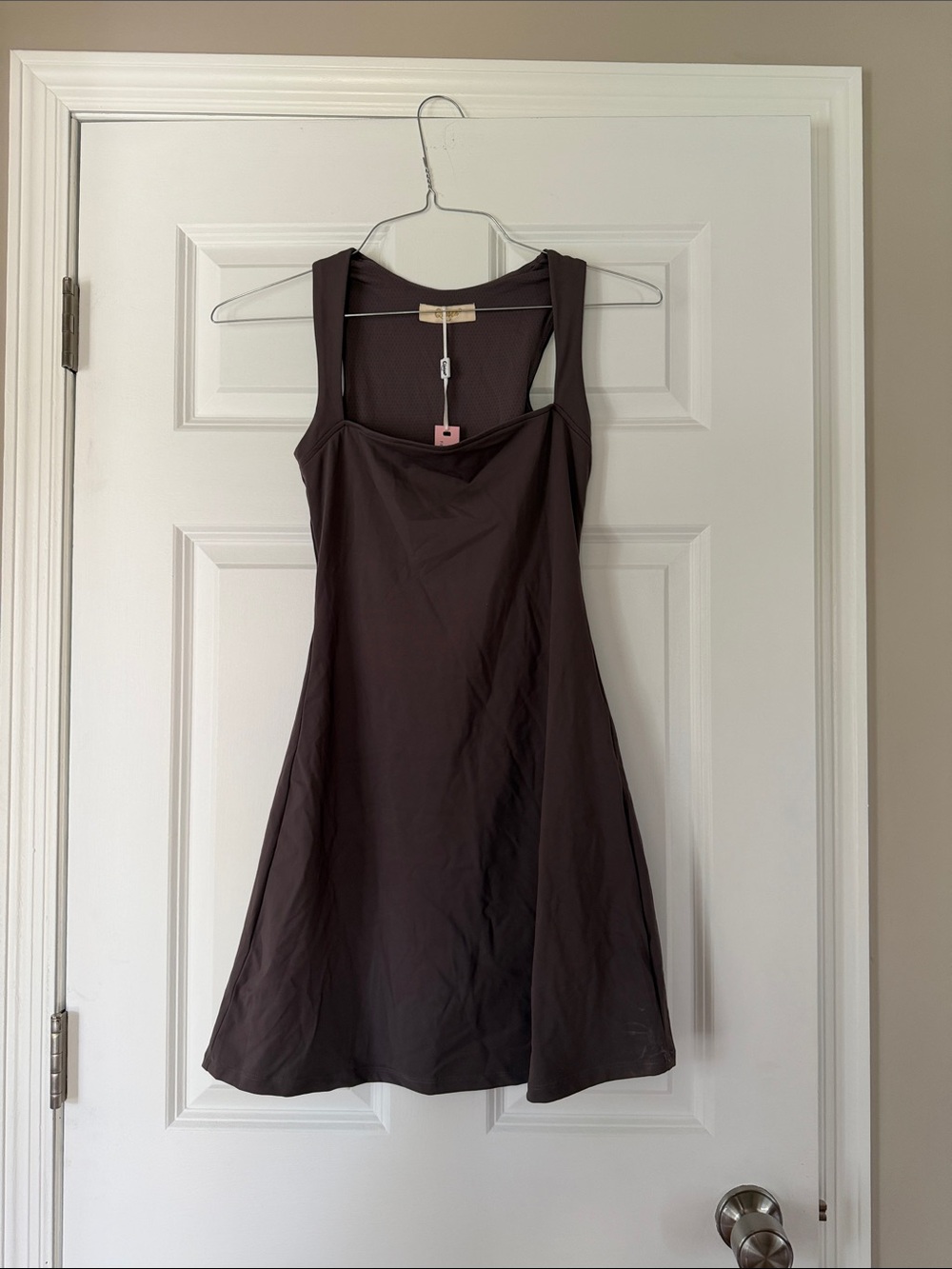 Sleeveless Chocolate Brown Midi Dress with Wide Straps